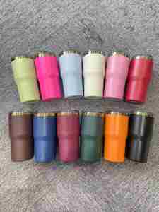 New Gold Pink <b>Orange</b> Brown Green Rose Copper Plated Powder Coated 20Oz Cups With <b>Slide</b> Lid - Product Image 4