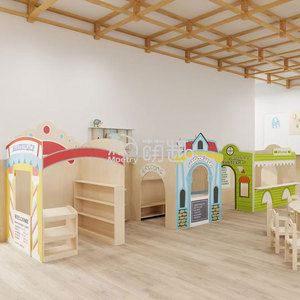 Moetry Wooden Kids Indoor Role Playhouse <span class=keywords><strong>para</strong></span> guardería Aula Montessori Configuración de muebles - Product Image 1