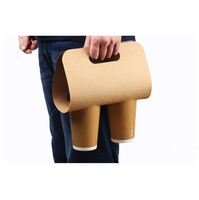 Plateau porte-gobelets multiple avec poignée, pour boissons au lait, café, papier kraft, vente en gros, écologique, à emporter, jetable