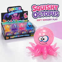 Jouet Squishy Pieuvre à Presser Anti-Stress avec Ventouses Tentacules, Lot de 12 Pièces en Boîte Colorée pour Présentation