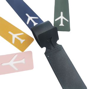 Offre Spéciale multicolore double face Logo personnalisé longue bande gaufrage pressage à chaud étiquettes à bagages <span class=keywords><strong>en</strong></span> cuir avec avion - Product Image 3