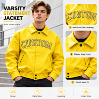 Blouson Bomber Homme Personnalisé en Similicuir Brodé avec Fermeture Éclair, Style Rétro Oversize, Veste Décontractée Streetwear et Sportive