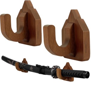 Crochets muraux en bois pour l'exposition d'épées, support de rangement pour katana samouraï avec design en forme de U pour la décoration intérieure - Product Image 1