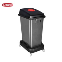 Poubelle rectangulaire en plastique PP gris de 60 L, à ouverture supérieure, écologique, pour usage intérieur/extérieur, poubelle de tri des déchets ménagers