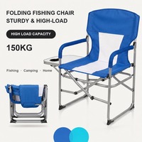 Chaise de camping pliable moderne avec table latérale intégrée et sac isotherme, chaise de directeur en fer Oxford pour mobilier d'extérieur