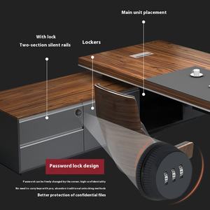 ชุดโต๊ะและเก้าอี้สำนักงานแบบเรียบง่ายทันสมัยสามารถยืดออกได้สไตล์แผงไม้แบบใหม่ทนทานสำหรับโต๊ะผู้จัดการผู้จัดการ - Product Image 4