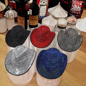 Chapeau en feutre unisexe style européen et américain avec diamants étincelants, populaire pour les spectacles de jazz et les festivals, idéal pour le marché transfrontalier. - Product Image 2