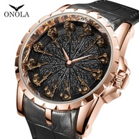 ONOLA 3809 2022 Nouvelle montre de sport décontractée pour homme en cuir rose gold de luxe unique, étanche, Relogio Masculino