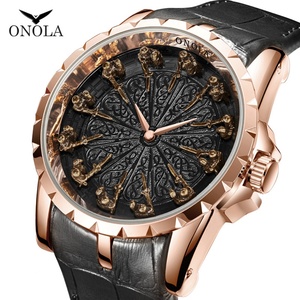 ONOLA 3809 2022 Nuevo y Exclusivo Reloj Deportivo Masculino de Lujo en Oro Rosa con Correa de Cuero, Casual, Resistente al Agua - Product Image 2