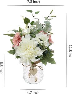 Florero <span class=keywords><strong>con</strong></span> <span class=keywords><strong>Flores</strong></span> de Seda Artificial, Ramo de <span class=keywords><strong>Flores</strong></span> de Imitación como Centro de Mesa Decorativo <span class=keywords><strong>con</strong></span> Jarrón para Comedor, Mesa de Café, Hogar y Oficina - Product Image 6