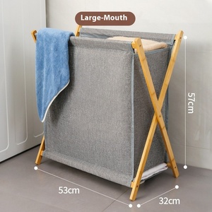 WeavWin Large Nordic Bamboo Foldable Laundry Hamper New Model Storage <strong>Bin</strong> with Cotton Lid for Dirty Clothes for Bathroom Bedroom - Product Image 6