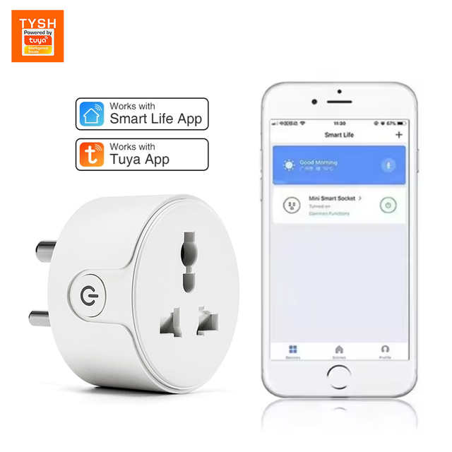 TYSH 10A Tuya WiFi Smart Home Alexa Wireless Remote Control Power Sockets Universal Wifi Smart Plugs