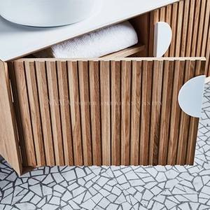 VAMA 800-1800mm moderne nouveau design Australie bois armoires de salle de bain en bois massif ondulation <span class=keywords><strong>vanités</strong></span> de salle de bain avec évier unique DS076 - Product Image 4