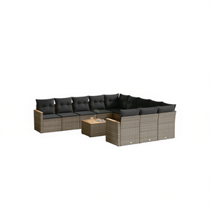Conjunto de Sofás de Jardín de Ratán Gris, 6 Plazas, Resistente a la Intemperie, Muebles de Exterior de Diseño Contemporáneo - Product Image 1