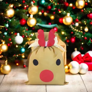 Huadefeng Drawstring Type Christmas Gift Bag Non Woven Fabric Material