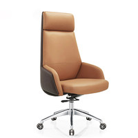 Chaise de bureau de direction haut de gamme en cuir, avec structure en alliage d'aluminium, siège pivotant inclinable et base fixe à cinq étoiles