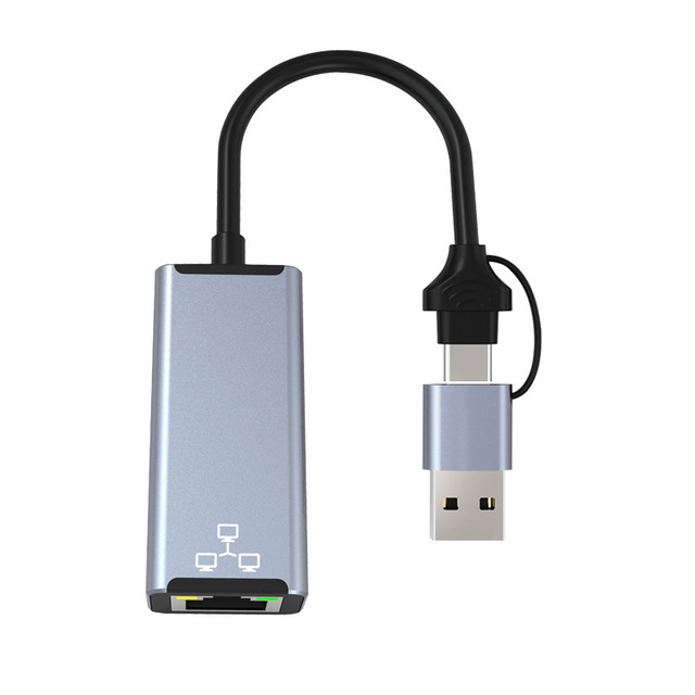 Free Driver Usb to Rj45 Network Adapter Usb-a Type-c Ethernet Adapter 100m for Computer Mobile Phone