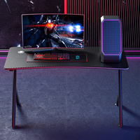 Hauteur réglable Grand 80cm Rouge RGB LED Gamer Bureau Ordinateur Table de jeu avec porte-gobelet pour l'école E-Sports pas cher