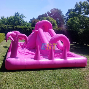 Big Splash Pool Tobogán de agua Patio trasero Tobogán de agua <span class=keywords><strong>Piscina</strong></span> Splash Castle Rosa Tobogán inflable <span class=keywords><strong>Piscina</strong></span> con pelota de playa flotante para niños - Product Image 1