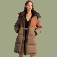 Veste d'hiver pour femme en duvet de canard blanc 90% personnalisé, OEM ODM, parka, manteau extra long, patchwork, à capuche