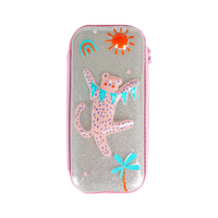 Fournitures scolaires Kawaii, trousse à crayons transparente en toile PU avec fermeture éclair, design léopard personnalisé, grande capacité, mignonne pour les enfants, pour filles