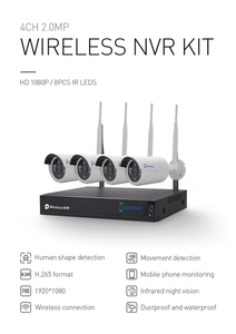 กลางแจ้ง IP66 5MP HD เต็มรูปแบบกันน้ำ Wi-Fi ชุดกล้องวงจรปิดรักษาความปลอดภัย4CH ไร้สายด้วยการมองเห็นในเวลากลางคืนการจัดเก็บข้อมูลแบบ <span class=keywords><strong>HDD</strong></span> เซ็นเซอร์ CMOS - Product Image 3