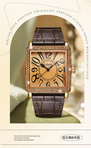 Reloj de Cuarzo Impermeable con Correa de Cuero y Diamantes de Imitación, Estilo Retro con Esfera Grande - Product Image 6