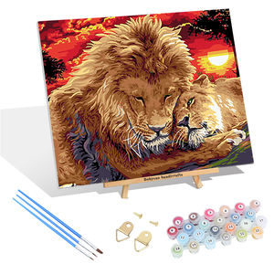 Gran oferta de pintura de León por números, colores de animales de pintura al óleo, <span class=keywords><strong>cuadros</strong></span> de pared Diy hechos a mano, decoración <span class=keywords><strong>para</strong></span> sala de estar - Product Image 1