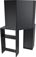 Grande table de toilette de rangement pour filles coiffeuse d'angle bureau de maquillage noir avec 3 miroirs d'angle et 5 tiroirs