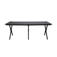 Table de camping portable en aluminium standard, grande et large, noire, enroulable, 120 m