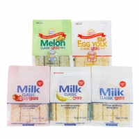 Biscuits soufflés au lait et à la banane pour enfants, emballage boîte petit-déjeuner/collation, non frits, cuits au four