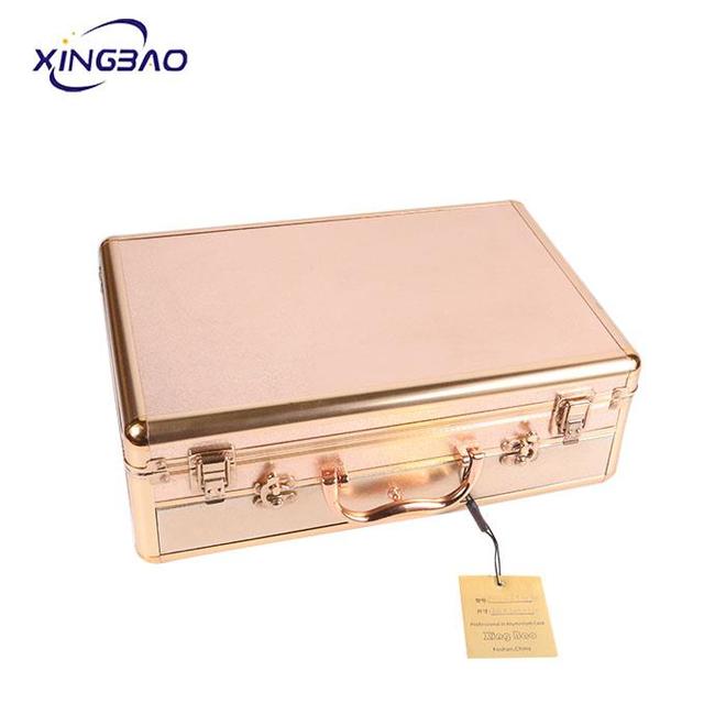 Customized Storage ALUMINUM Cosmetic Boxes With Light Mirror Makeup Vanity Box With Lock Organizer Makeup Case Aluminum LED