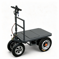 Chariot à plateforme électrique à marche arrière, 4 roues, moteur sans balais, frein à disque, double batterie, pour entrepôt