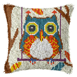 Taie d'oreiller brodée à la main <span class=keywords><strong>crochet</strong></span> à l'aiguille à la main, bricolage coussin tapis tapis loquet <span class=keywords><strong>crochet</strong></span> tapis Kits - Product Image 1