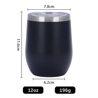 Verres à double paroi en forme d'œuf Tasses à vide isolées en acier inoxydable Revêtement de poudre de café 12oz Gobelet à vin
