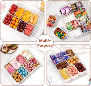 Contenedor de caja de aperitivos de PP moderno portátil 8 compartimentos individuales bandeja de servicio dividida manija de tapa para almacenar alimentos frutas dulces - Product Image 5