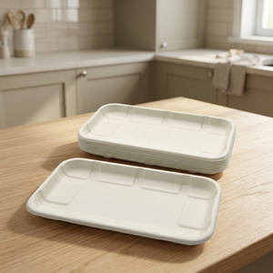Assiette à collation rectangulaire biodégradable de 7 pouces en bagasse, plateau de service jetable robuste en fibre de canne à sucre, écologique, pour buffet - Product Image 5