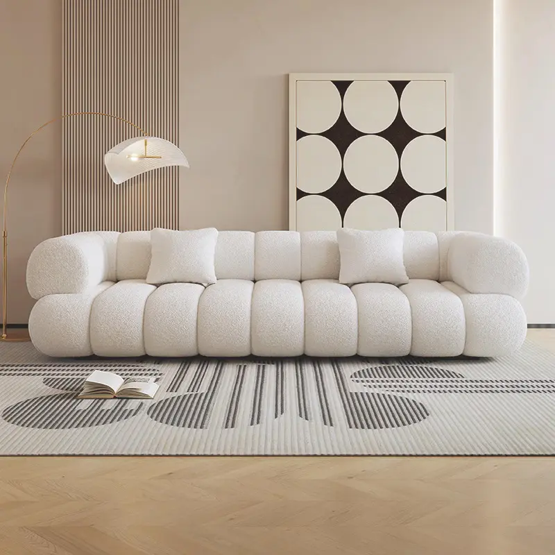 Appartement de luxe de style moderne italien, ensemble de canapés pour le salon, canapé 2 places, canapé moderne en velours blanc
