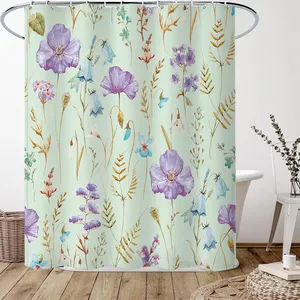 花のシャワーカーテン浴室の装飾防水シャワーカーテン