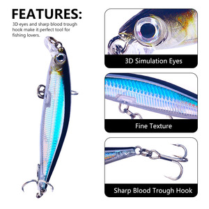 Juego de 8 Señuelos de Pesca Tipo Minnow de 8CM y 5.5G, Señuelo Duro de Largo Alcance, Señuelo de <span class=keywords><strong>Hundimiento</strong></span> para Pesca de Profundidad - Product Image 4
