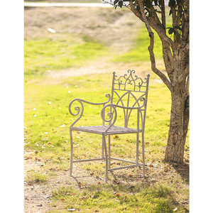 Silla Larga de Jardín de Metal Vintage con Diseño de Respaldo de Flores, Silla de Exterior Rústica para Cafetería, Patio, Balcón, Decoración de Estilo Campestre Francés - Product Image 1