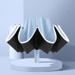 Automatic Car Reverse Inverted <b>Fold</b> Umbrella for Supermarket With Reflective Safety Strip 10 Ribs - Product Image 4