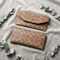 Dompet Clutch Anti Maling Retro Minimalis Motif Permen Panjang Lapisan Kulit PU Kancing Amplop Uang Dapat Digunakan Kembali Tas Kosmetik