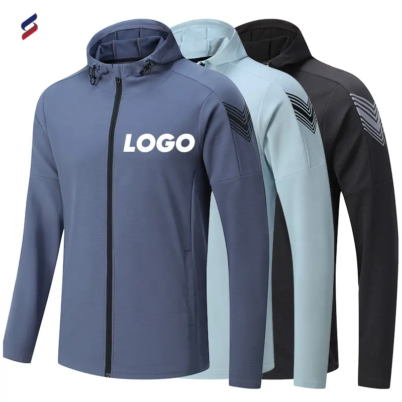 OEM Chất lượng cao polyester Mens Jogger Tracksuit đầy đủ Zip hoodie Thể Thao người đàn ông thể dục thể thao áo tùy chỉnh chạy bộ đồ thể thao B91