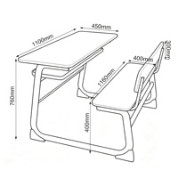 Fournitures scolaires en Libye, ensembles de table et bancs doubles Werzalit, bureau en bois pour salle de classe, bureau et chaise connectés