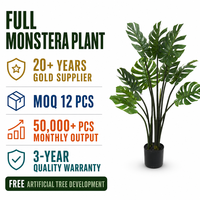 Plante artificielle Monstera, fausse verdure tropicale, grandes feuilles fendues, hauteur personnalisable, pour hall d'hôtel, bureau, projets.