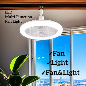 Ventilateur de plafond LED moderne avec lumière et télécommande, 3 couleurs à intensité variable, rotatif à 360°, idéal pour chambre et hôtel, avec douille E27 - Meilleure vente - Product Image 1