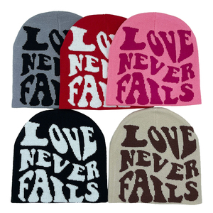 New Letter Jacquard Áo Thun Beanie Hat Mùa Thu Mùa Đông Hip Hop Y2K Bonnet Ngoài Trời Ấm Dệt Kim Mũ Lạnh - Product Image 4