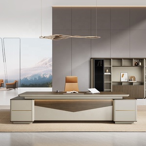 Prácticos muebles de madera para oficina ejecutiva, escritorio de cabina de ordenador, diseño clásico, mesa de jefe CEO con cajones de cerradura de combinación - Product Image 3