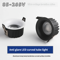 Spot LED encastré COB sans bordure à surface incurvée, invisible et anti-éblouissement, pour l'éclairage de la maison, du salon, de l'hôtel et des magasins